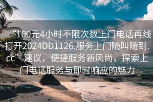 “100元4小时不限次数上门电话再线打开2024DD1126.服务上门随叫随到.cc”建议，便捷服务新风尚，探索上门电话服务与即时响应的魅力