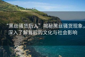 “黑丝骚货后入”揭秘黑丝骚货现象，深入了解背后的文化与社会影响