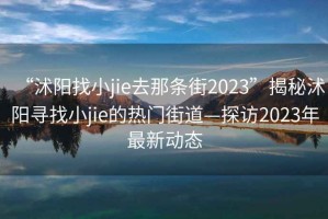 “沭阳找小jie去那条街2023”揭秘沭阳寻找小jie的热门街道—探访2023年最新动态