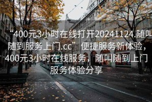 “400元3小时在线打开20241124.随叫随到服务上门.cc”便捷服务新体验，400元3小时在线服务，随叫随到上门服务体验分享