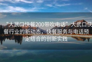 “大武口快餐200带吹电话”大武口快餐行业的新动态，快餐服务与电话预定结合的创新实践