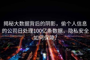 揭秘大数据背后的阴影，偷个人信息的公司日处理100亿条数据，隐私安全如何保障？