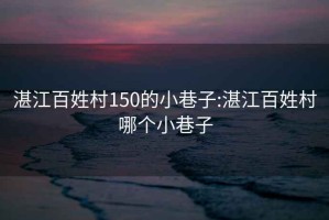 湛江百姓村150的小巷子:湛江百姓村哪个小巷子