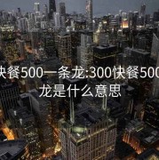 300快餐500一条龙:300快餐500一条龙是什么意思