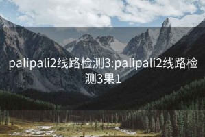 palipali2线路检测3:palipali2线路检测3果1