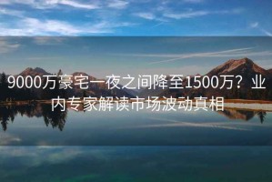 9000万豪宅一夜之间降至1500万？业内专家解读市场波动真相