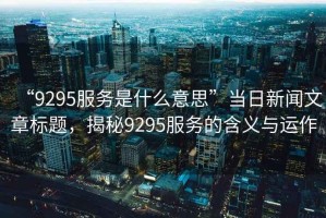 “9295服务是什么意思”当日新闻文章标题，揭秘9295服务的含义与运作