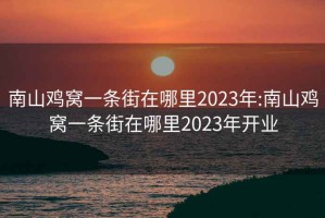 南山鸡窝一条街在哪里2023年:南山鸡窝一条街在哪里2023年开业