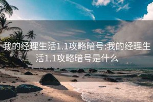 我的经理生活1.1攻略暗号:我的经理生活1.1攻略暗号是什么