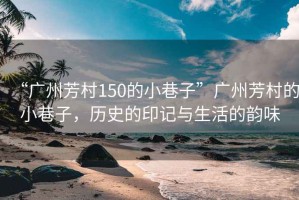 “广州芳村150的小巷子”广州芳村的小巷子，历史的印记与生活的韵味