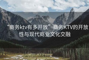 “商务ktv有多开放”商务KTV的开放性与现代商业文化交融