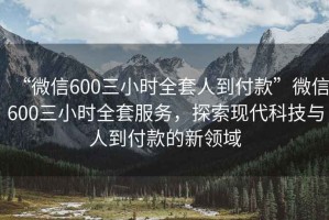 “微信600三小时全套人到付款”微信600三小时全套服务，探索现代科技与人到付款的新领域