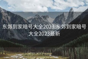 东郊到家暗号大全2023:东郊到家暗号大全2023最新