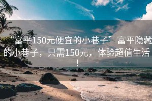 “富平150元便宜的小巷子”富平隐藏的小巷子，只需150元，体验超值生活！