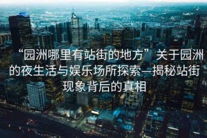 “园洲哪里有站街的地方”关于园洲的夜生活与娱乐场所探索—揭秘站街现象背后的真相