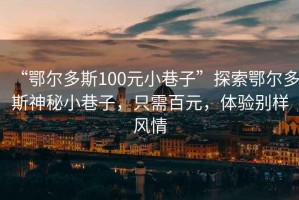 “鄂尔多斯100元小巷子”探索鄂尔多斯神秘小巷子，只需百元，体验别样风情