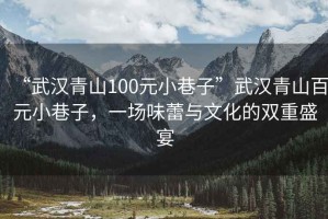 “武汉青山100元小巷子”武汉青山百元小巷子，一场味蕾与文化的双重盛宴