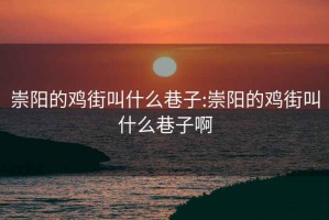 崇阳的鸡街叫什么巷子:崇阳的鸡街叫什么巷子啊