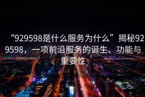 “929598是什么服务为什么”揭秘929598，一项前沿服务的诞生、功能与重要性