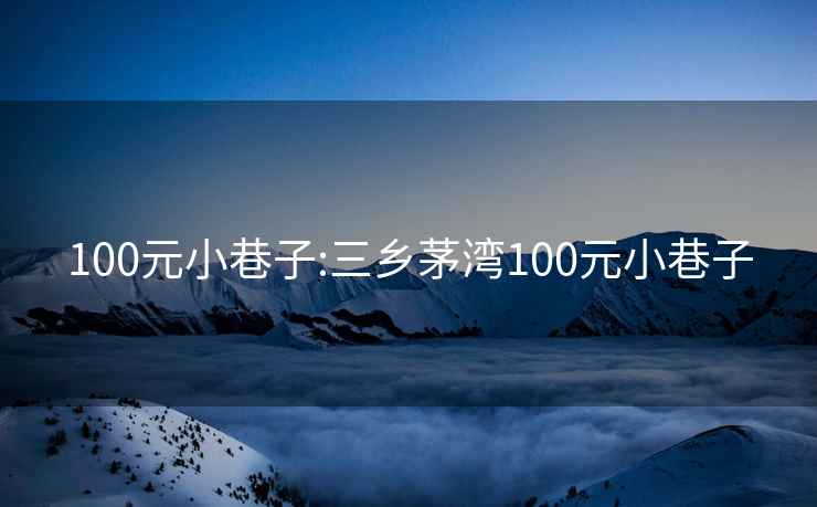 100元小巷子:三乡茅湾100元小巷子