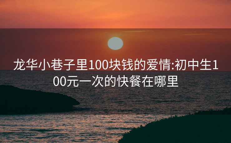 龙华小巷子里100块钱的爱情:初中生100元一次的快餐在哪里