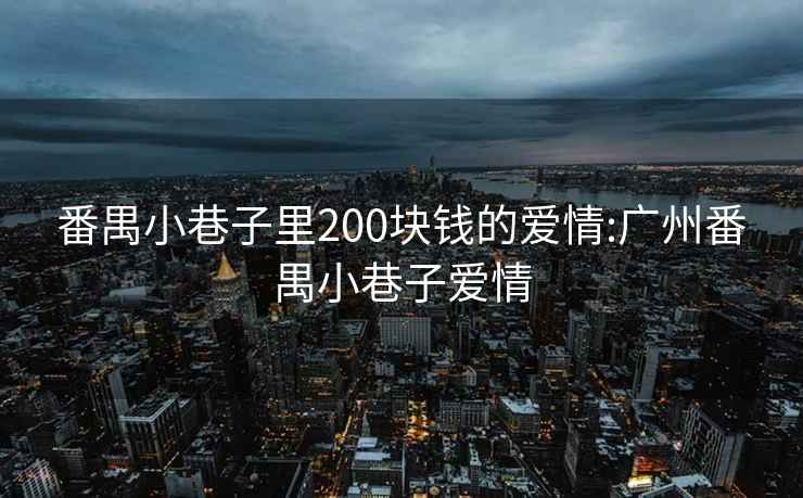 番禺小巷子里200块钱的爱情:广州番禺小巷子爱情