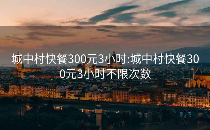 城中村快餐300元3小时:城中村快餐300元3小时不限次数