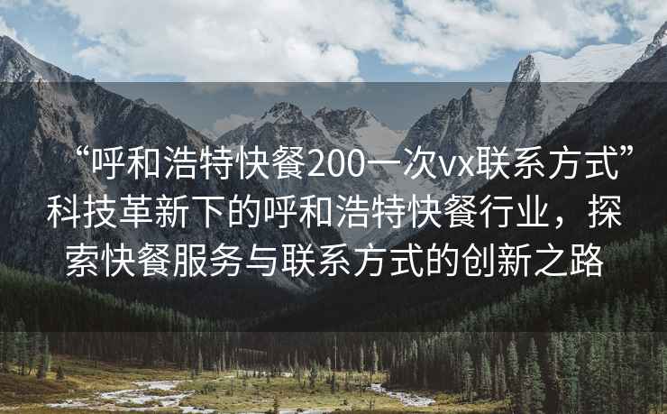 “呼和浩特快餐200一次vx联系方式”科技革新下的呼和浩特快餐行业，探索快餐服务与联系方式的创新之路