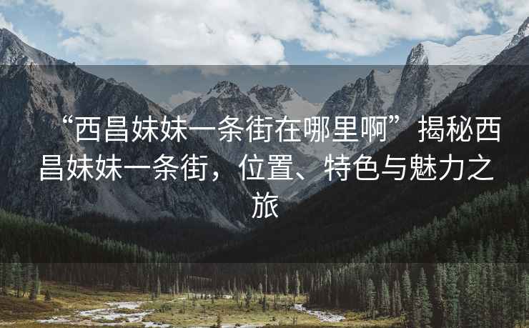 “西昌妹妹一条街在哪里啊”揭秘西昌妹妹一条街，位置、特色与魅力之旅