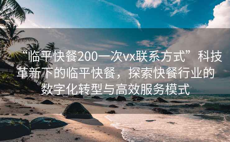 “临平快餐200一次vx联系方式”科技革新下的临平快餐，探索快餐行业的数字化转型与高效服务模式