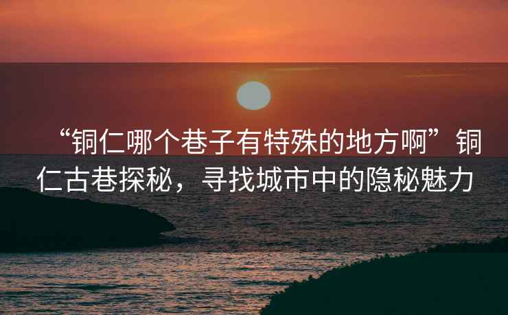 “铜仁哪个巷子有特殊的地方啊”铜仁古巷探秘，寻找城市中的隐秘魅力